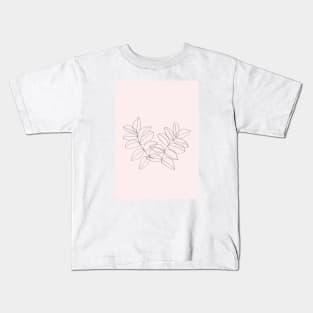 Boho Neutral Beige, Line Art Botanical Kids T-Shirt